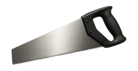 18-inch handheld saw with a straight blade and rubber grip for DIY projects.