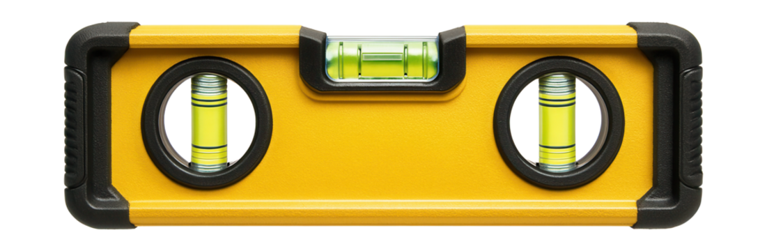 Durable bubble level with reinforced edges, ideal for industrial use.