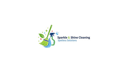 Professional cleaning service logo design representing spotless solutions for homes and businesses, ensuring a sparkling clean environment with modern and fresh aesthetics