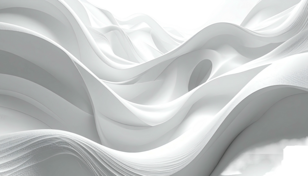 Abstract white layered flowing forms with shadows