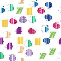 Naklejka premium Seamless pattern with beautiful numbers. Algebra and geometry, calculations.