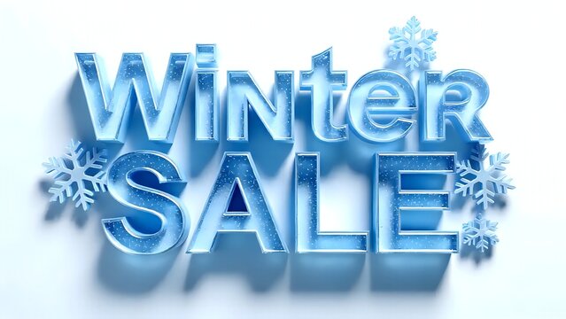 Icy Blue 3D Winter Sale Text with Icicles and Snowflakes - Powered by Adobe