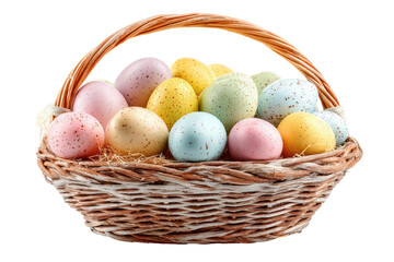 Easter eggs in a woven basket