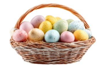 Easter eggs in a woven basket