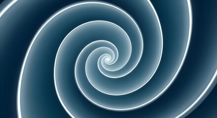 Mesmerizing glowing abstract spiral creating an infinite tunnel effect on a deep blue backgroun