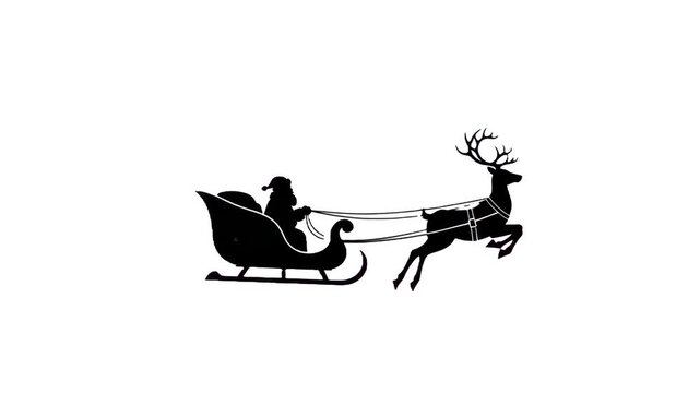Festive Flight: Santa Claus steers his reindeer-drawn sleigh through the winter sky, delivering gifts and spreading holiday cheer. A silhouette of festive joy.
