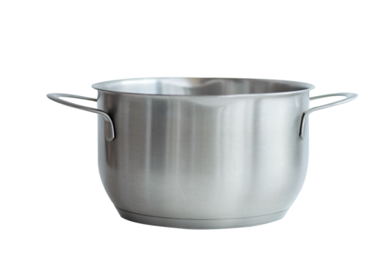 Stainless steel cooking pot isolated on white background