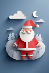 Santa Claus cartoon character paper art, illustration