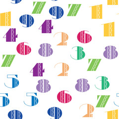 Obraz premium Seamless pattern with beautiful numbers. Algebra and geometry, calculations.