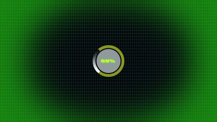 Circular progress indicator at 30 percent on a green grid background with dark center progress bar loading - Powered by Adobe