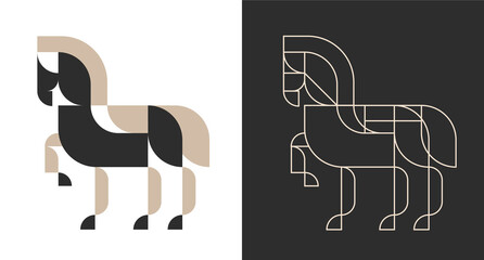 Silhouette horse in minimalist modern style. Creative fashion animal for branding, holidays. Vector art illustration.