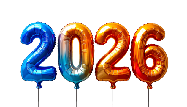 Colorful Metallic 2026 Balloons for New Year Theme
