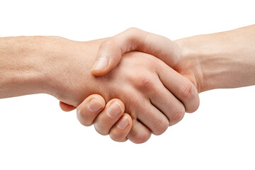 Close-up of two hands shaking.  Palms meeting, fingers interlocked.  Neutral tone