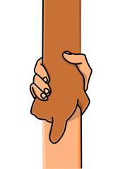 Illustration of two arms clasped together