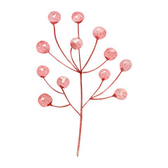 Watercolor Winter Floral, Christmas Scandinavian illustration for design card and print.