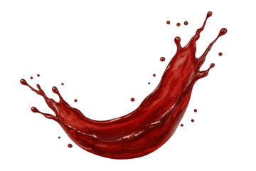 Red liquid splashing, vibrant juice or wine creating dynamic motion, frozen fluid shape, transparent background