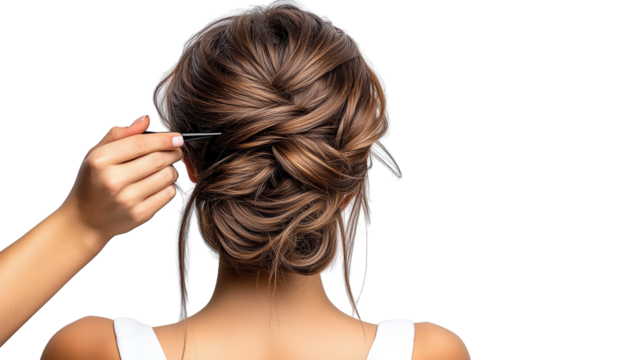 Elegant Updo Hairstyle on Transparent Background