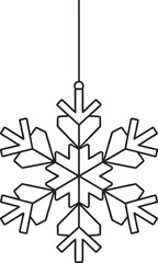 Minimalist Geometric Hanging Snowflake Outline Vector, Winter Holiday Decoration and Christmas Ornament
