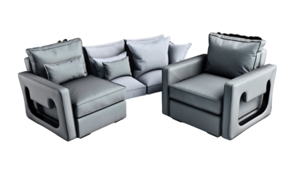 Armchair set isolated on transparent background. 3D render.