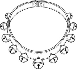 Christmas Jingle Bell Collar Outline Vector, Festive Accessory, Sleigh Bells, and Holiday Sound Art