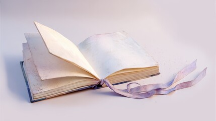 Watercolor storybook with blank pages artistic environment medium shot