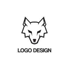 wolf face logo design template