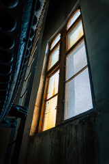 Fototapeta premium Inside the Historic Water Tower with Riveted Steel Tank, Spiral Staircase, Preserved Industrial Heritage in Komarno, Komarom, Slovakia