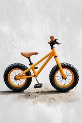 Bicycle training for kids urban playground watercolor art outdoor side view