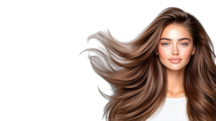 Elegant Flowing Hair on Transparent Background