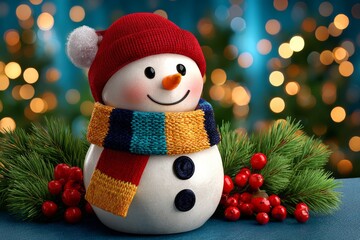 Snowman before Christmas. Generative AI