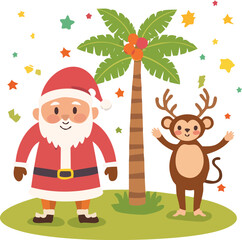 Santa's Tropical Holiday: Fun Vector Illustration
