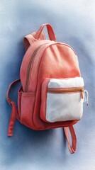Child's backpack watercolor art medium shot studio setting bright colors
