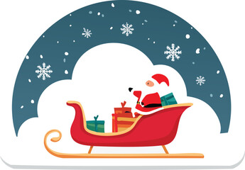 Santa's Sleigh Journey: Flat Vector Christmas Night Flight