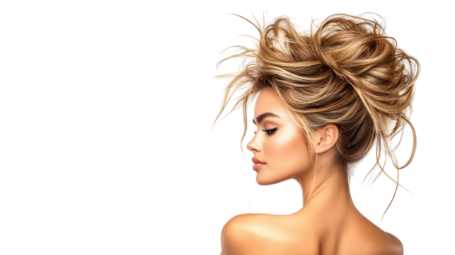 Elegant Updo Hairstyle on Transparent Background