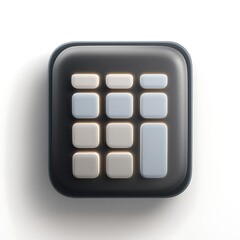 Vibrant dark grid icon showcasing a mix of cream, blue, and glowing light gray rounded buttons for diverse app interfaces