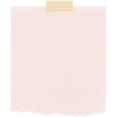 Pink memo note with top tape on white background