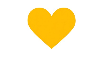 Vibrant golden yellow heart graphic, symbolizing warmth, joy, and affection, prominently displayed on a clean white background