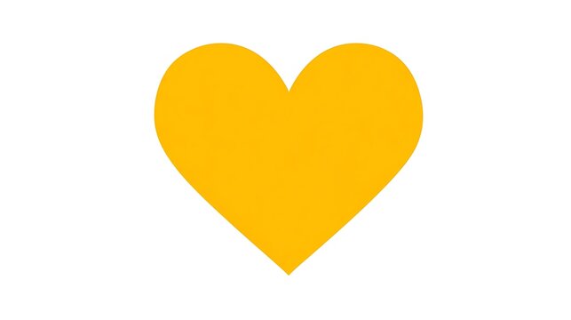 Vibrant golden yellow heart graphic, symbolizing warmth, joy, and affection, prominently displayed on a clean white background