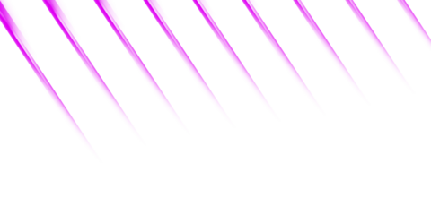 Light Rays. Purple Beams. Motion Effect. Isolated diagonal purple light rays PNG clip art on a transparent background for a dynamic background or energy effect.