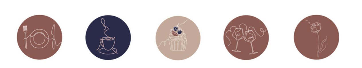 pictogram food icons designed for menus, apps, and restaurant branding.