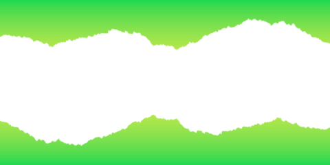 Green Paper. Ripped Strip. Gradient Texture. An isolated bright green gradient torn paper strip PNG clip art on a transparent background for an eco-friendly banner or heading.