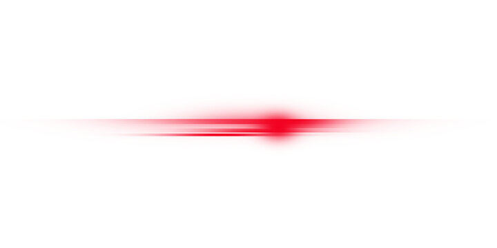 Red Laser. Light Streak. Horizontal Flare. An isolated red light beam or laser streak PNG clip art on a transparent background for a sci-fi effect or energy overlay.