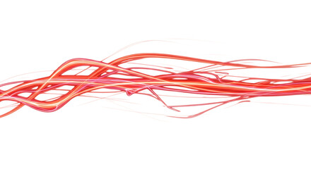 Abstract illustration of flowing red and white light streaks against a black background design element
