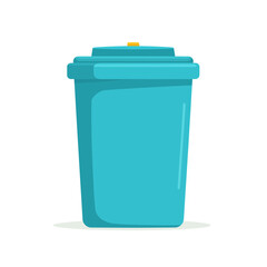 A blue trash bin icon against a white background