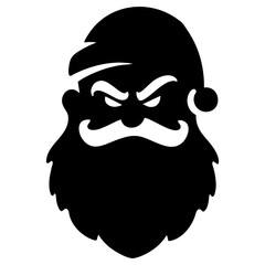 Grumpy Santa Claus Face Solid Illustration