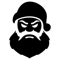 Grumpy Santa Claus Face Solid Illustration