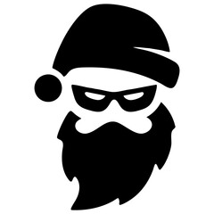 Grumpy Santa Claus Face Solid Illustration