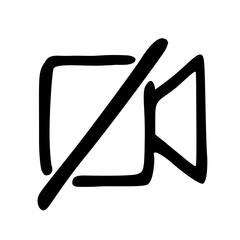 No camera off video recording icon doodle vector