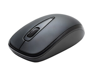 Small Black Computer Mouse Isolated on Transparent Background