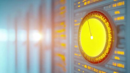 Control Panel Display: Illuminated with an orange glow, a control panel exudes an atmosphere of technological precision and cutting-edge data analysis.